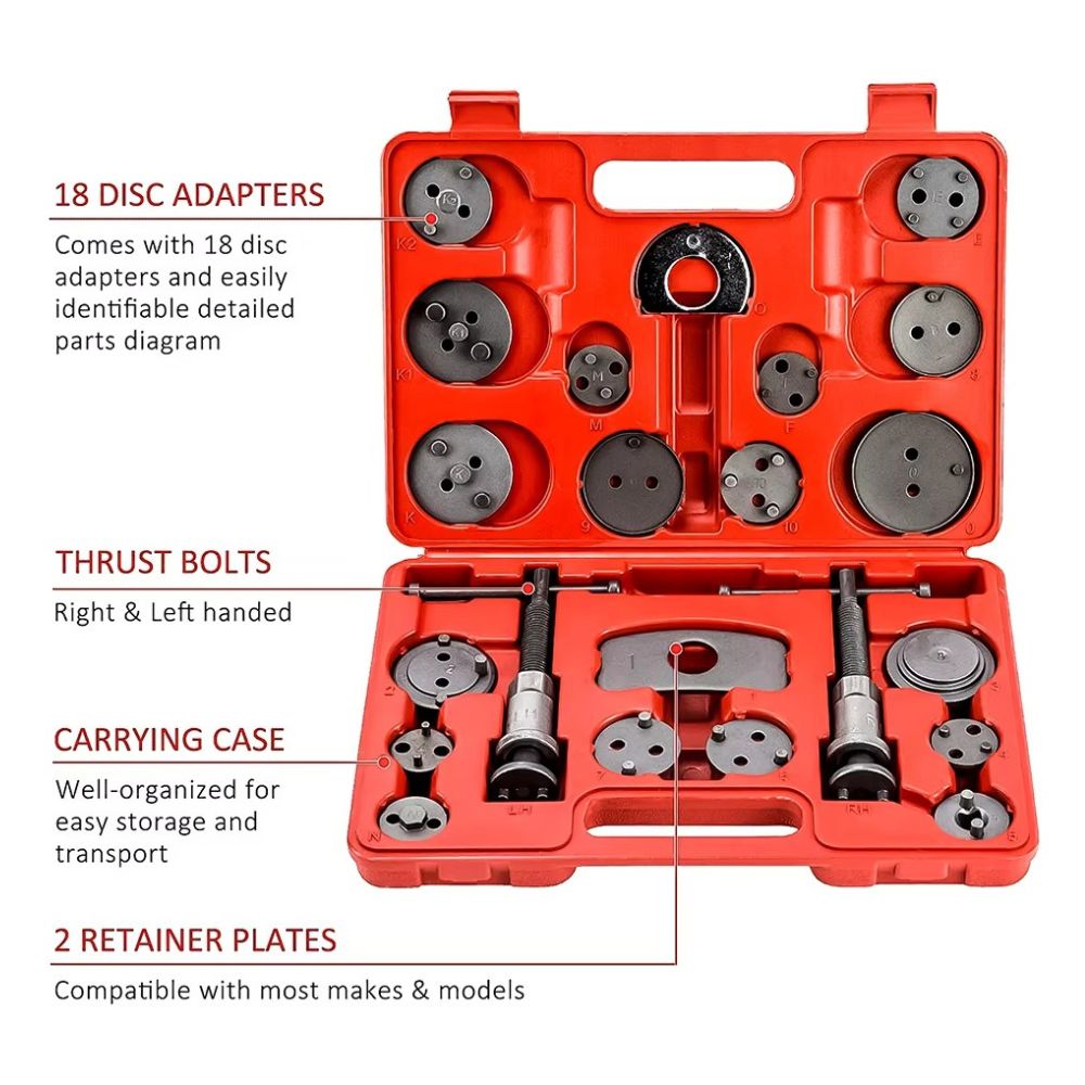 WZAUTO 22pcs Universal Brake Caliper Wind Back Kit Brake Service Tool Brake Caliper Compression Tool Caliper Piston Tool