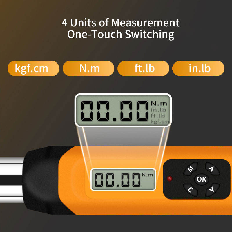 1/2'' 135N 200N 340N Digital Torque Wrench for Wheels/Carbon Steel Chrome Plated/Torque Wrench with LCD for Automotive/ Yellow