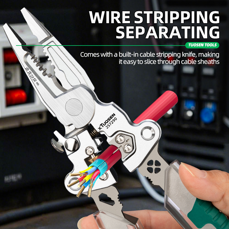 Multifunctional Titanium Steel Electrician Portable Pliers DIY Metric Long Nose Cross Cutting Skin Splitting Line Stripping