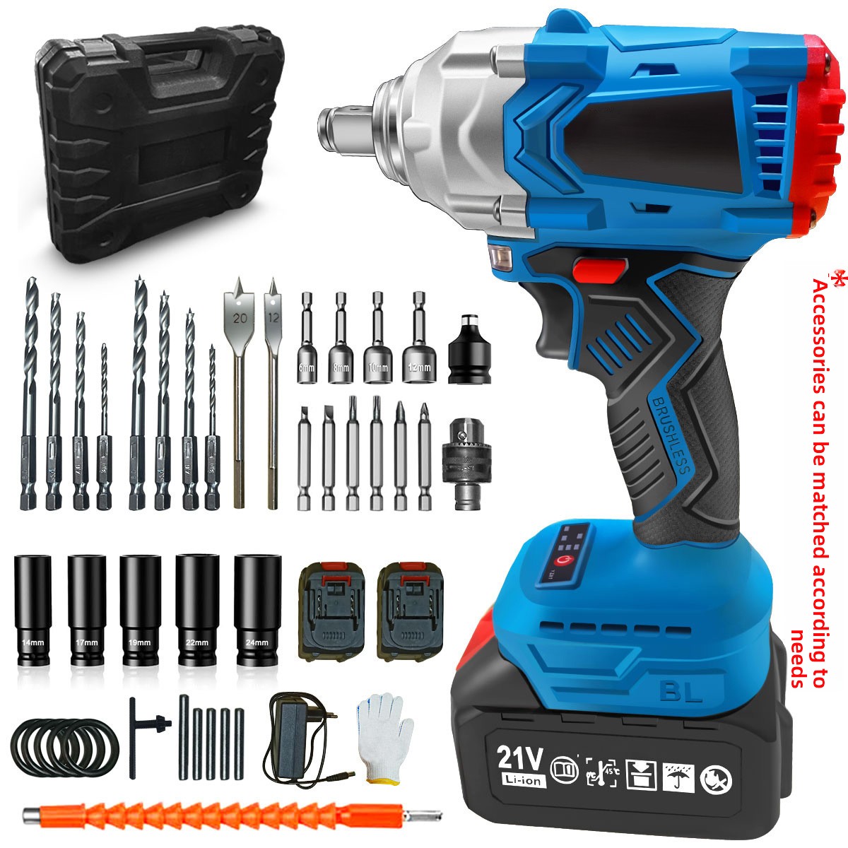 Cordless Electric Impact Wrench Industrial High Torque Lithium Battery Power Tools For Construction Auto Repair Nut Removal