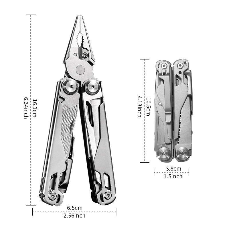 18 In 1 Silvery Outdoor Stainless Steel Folding Full Locking Combination Camping Multitool Pliers With Bits Driver