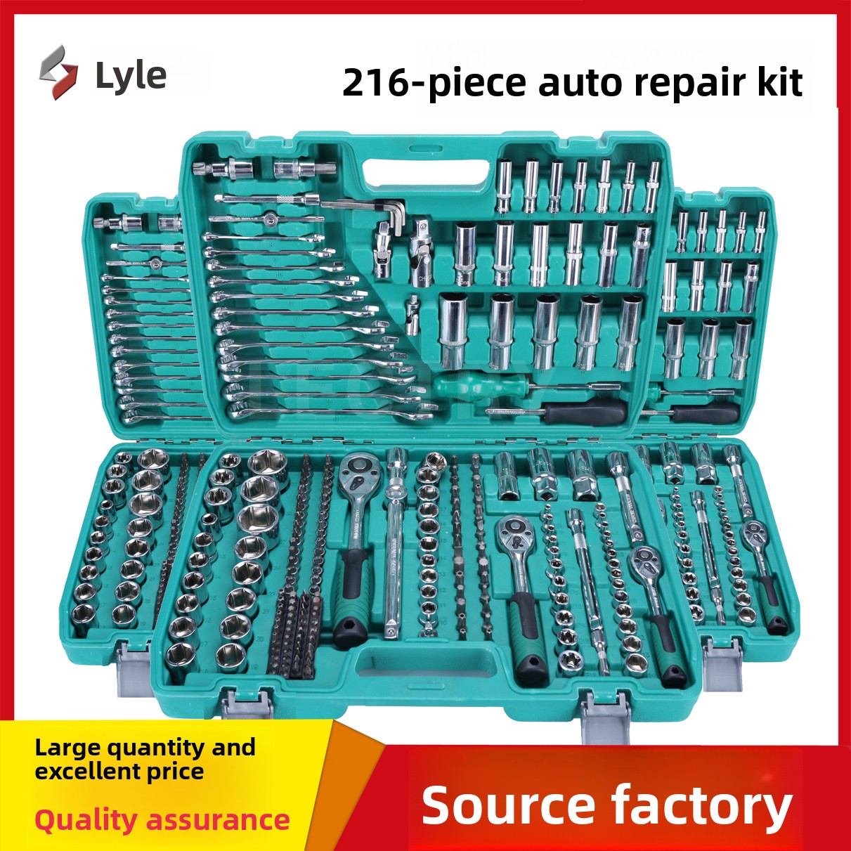 216-Piece Cr-V Multifunctional Socket Ratchet Dual-Purpose Wrench Set for Household &amp; Auto Repair Full Set Car