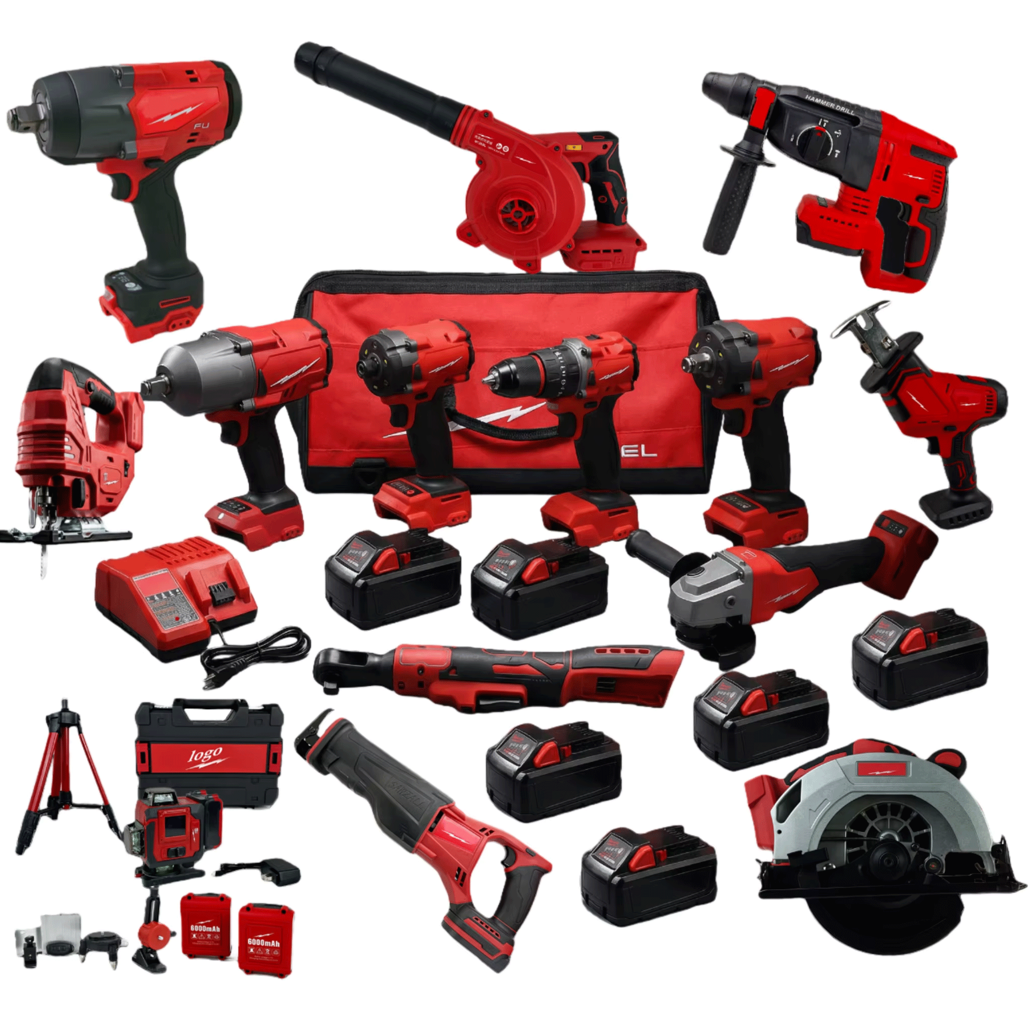 Customizable Combo 1:1 Red M18 Cordless Tools Super Set - Brushless Impact Wrench &amp; Drill Combo With DIY Brand Stickers