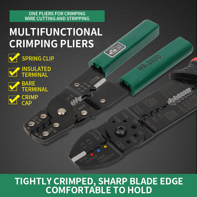 HS 202D Multifunctional Wire Stripper Pliers Crimping Tools Electrician Cable Cutter Wire Stripper Tool