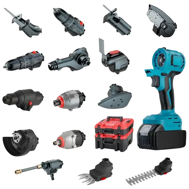 High Torque Brushless Motor Cordless Impact Wrench and Drill Combo Battery Compatible Power Kit with Multi-functional Heads