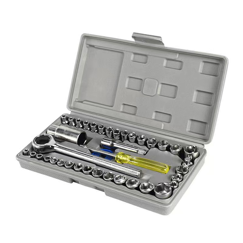 40pcs Stainless Steel Performance Tool W1173 SAE/Metric 1/4" 3/8" Drive Heavy Duty Socket Set with Soft Case Hand Tools Kit