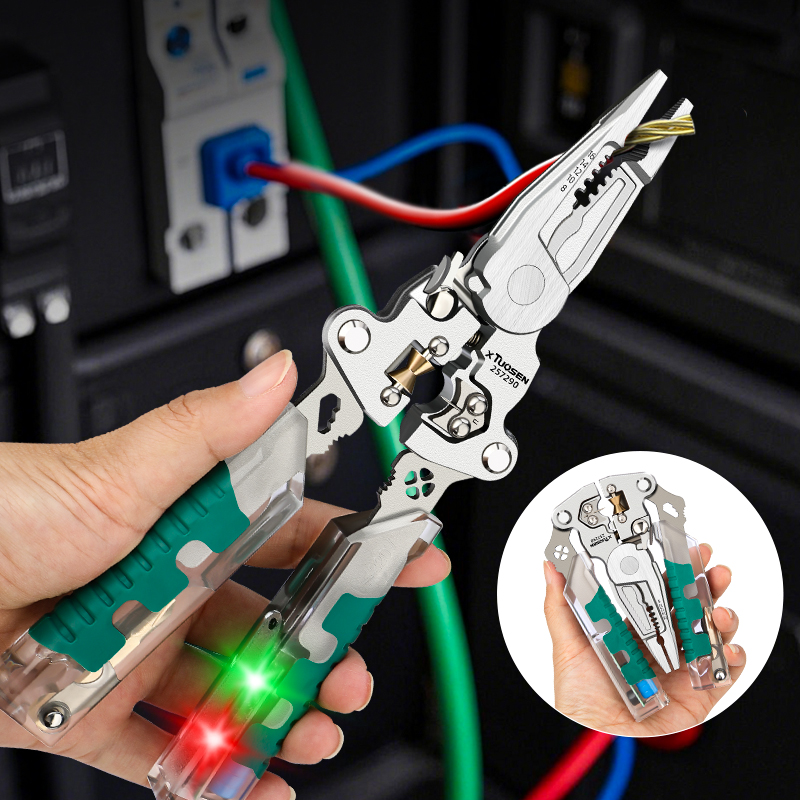 Multifunctional Titanium Steel Electrician Portable Pliers DIY Metric Long Nose Cross Cutting Skin Splitting Line Stripping