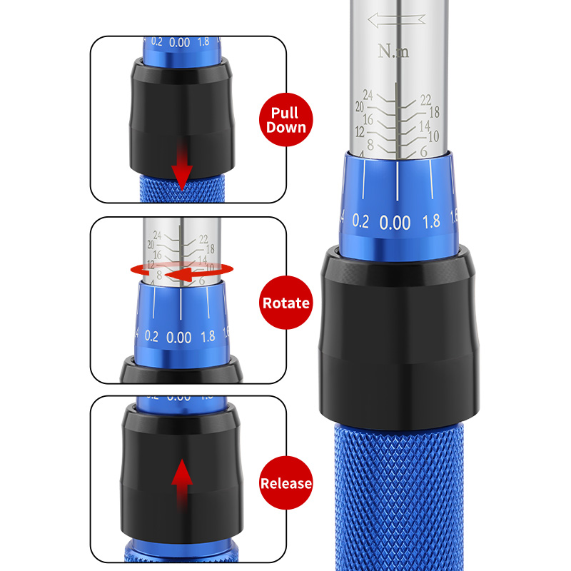 MUQZI 1/4 Inch Torque Wrench 2-24N.m Two-Way Precise Ratchet Wrench Set 72-tooth Click Bicycle Preset Torque Wrench