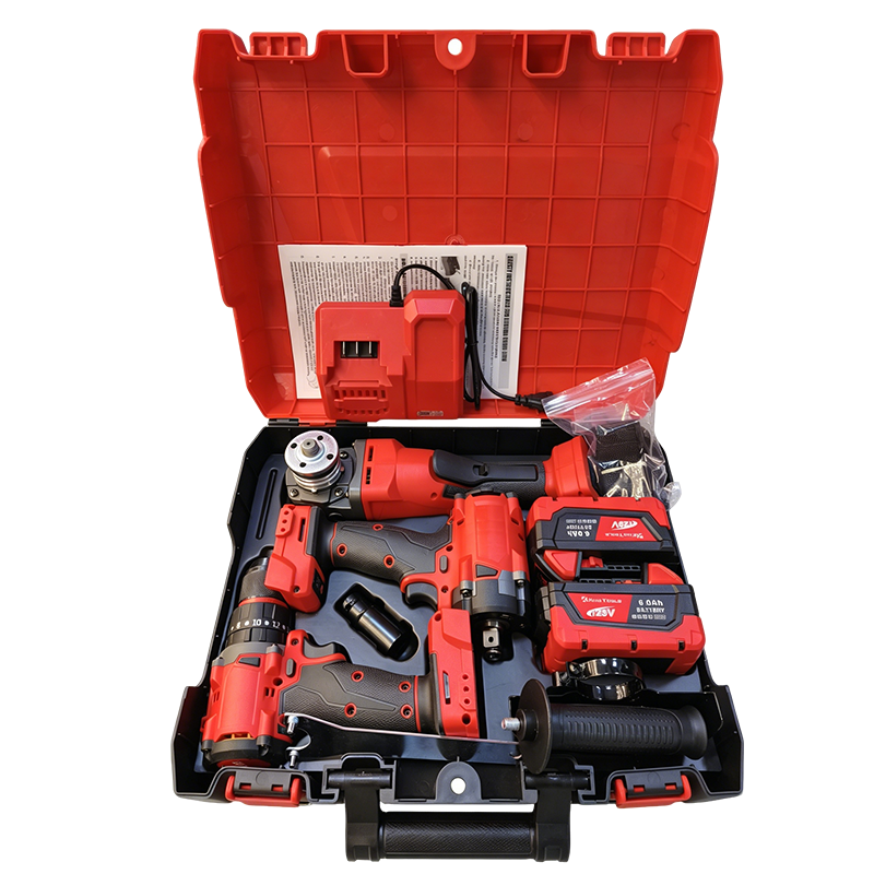 Meiwoqi Three Piece Combination Set Household Set 18V Rechargeable Lithium Wrench Angle Grinder Drill Factory Direct Sales