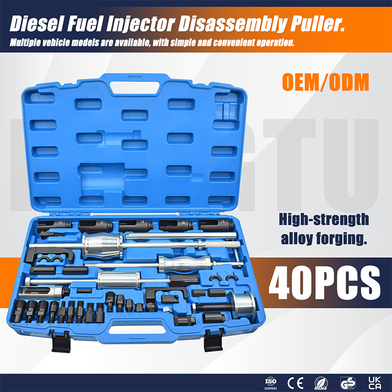 40-Piece Slide Hammer Extractor Set Diesel Injector Puller Tool Kit for Diesel Engine and Auto Truck Repair