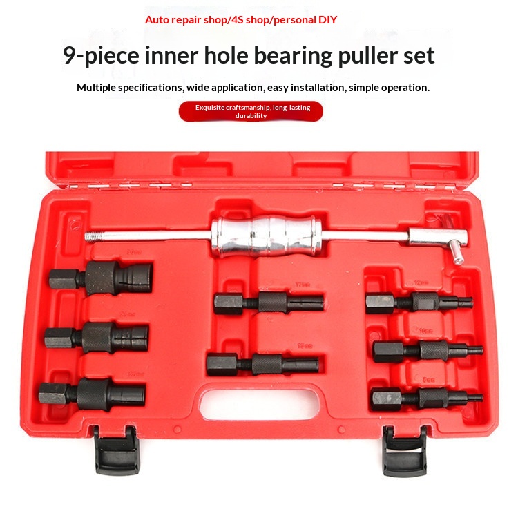 9-Piece Inner Bearing Puller Set with Slide Hammer and Wheel Puller Extractor Red/Black/Silver OLIVER Car Fitment
