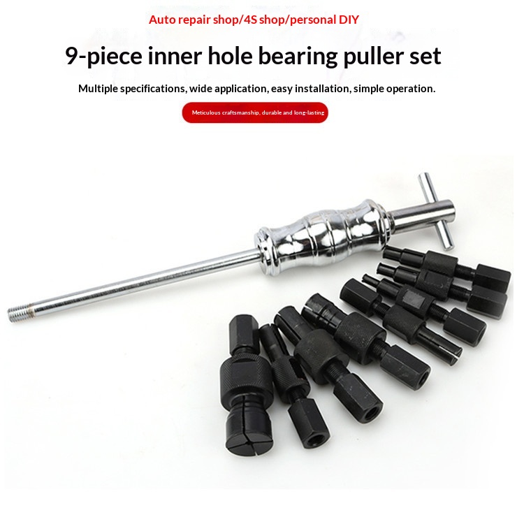 9-Piece Inner Bearing Puller Set with Slide Hammer and Wheel Puller Extractor Red/Black/Silver OLIVER Car Fitment
