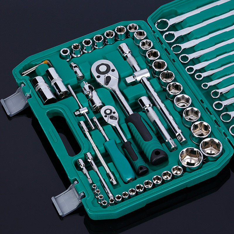 FLX 61-Piece Dual-Purpose Carbon Steel 1/2 Drive Socket Ratchet Wrench Set 1 Year Warranty Hard Case For Auto Repair Car