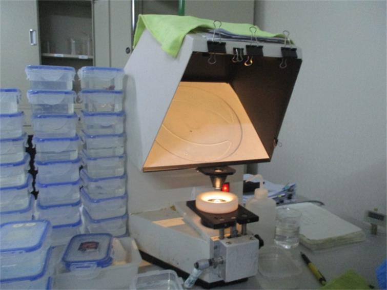 Projection testing instrument — optical projector for contact lens dimensional and power inspection