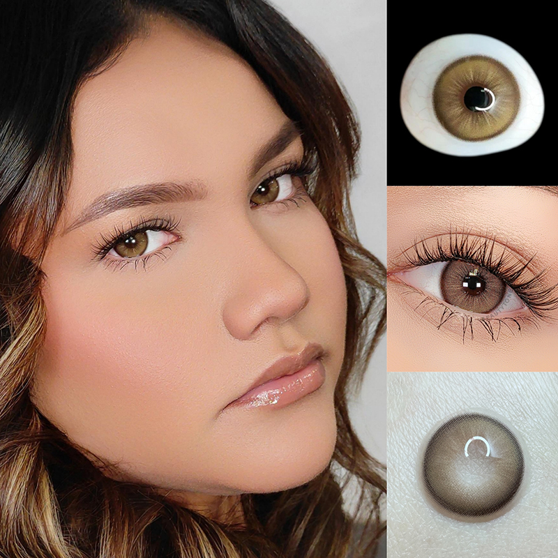 Soft Natural Colored Contact Lenses Olive Brown Private Label Cosmetic Wholesale Color Contact Lens