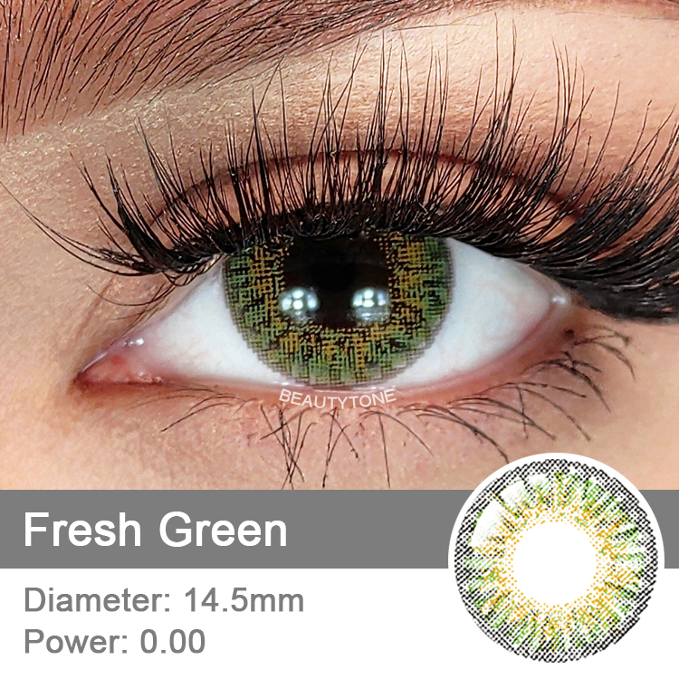 Fresh Green Natural Eye Wear Discount Makeup Non-prescription Contact Lenses Color Contact Lens Customised logo for Dark Eyes