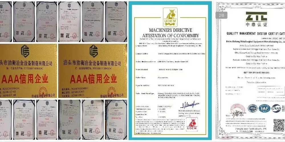 Certificación de calidad de maquinaria