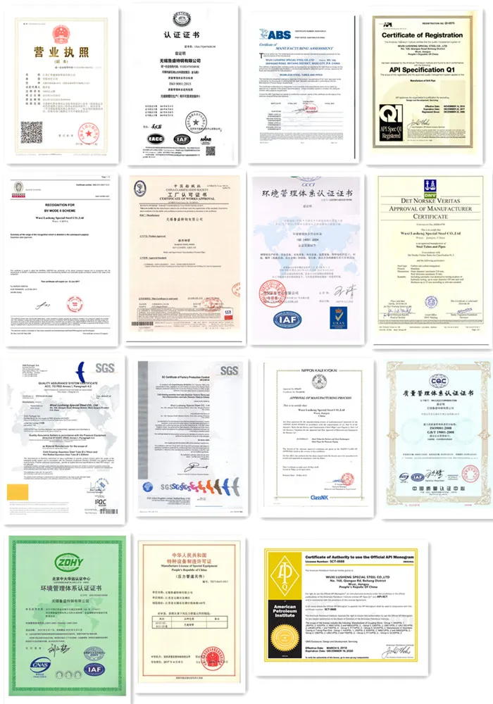 Certificado de calidad del tubo de acero