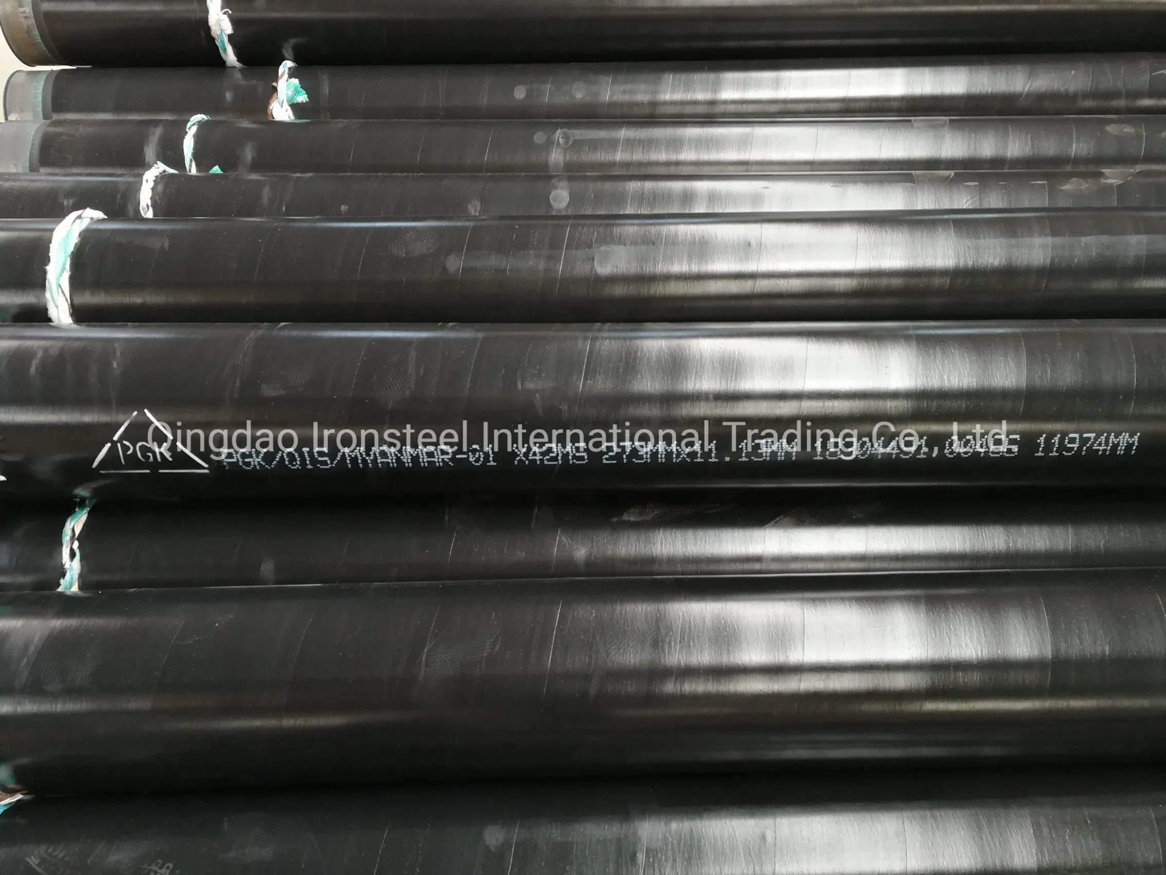 DIN30670 3lpe Revestido 5L X42/X42ms/X52/X52ms Tubería de acero soldada Hfw/ERW para tubería de línea