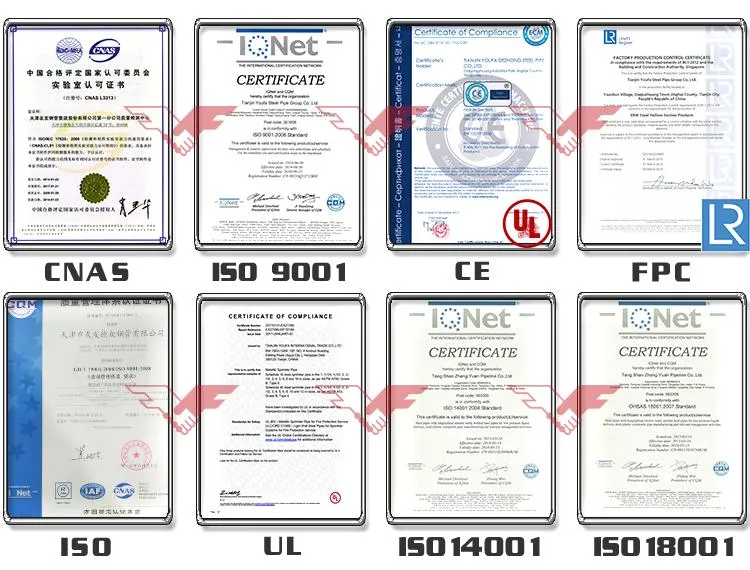 Certificados de calidad de tubos de acero