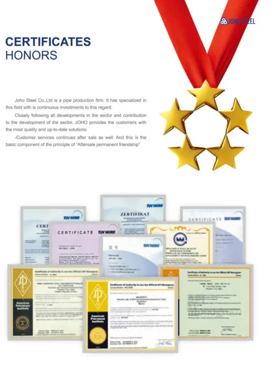 Certificado Tubo de acero SSAW