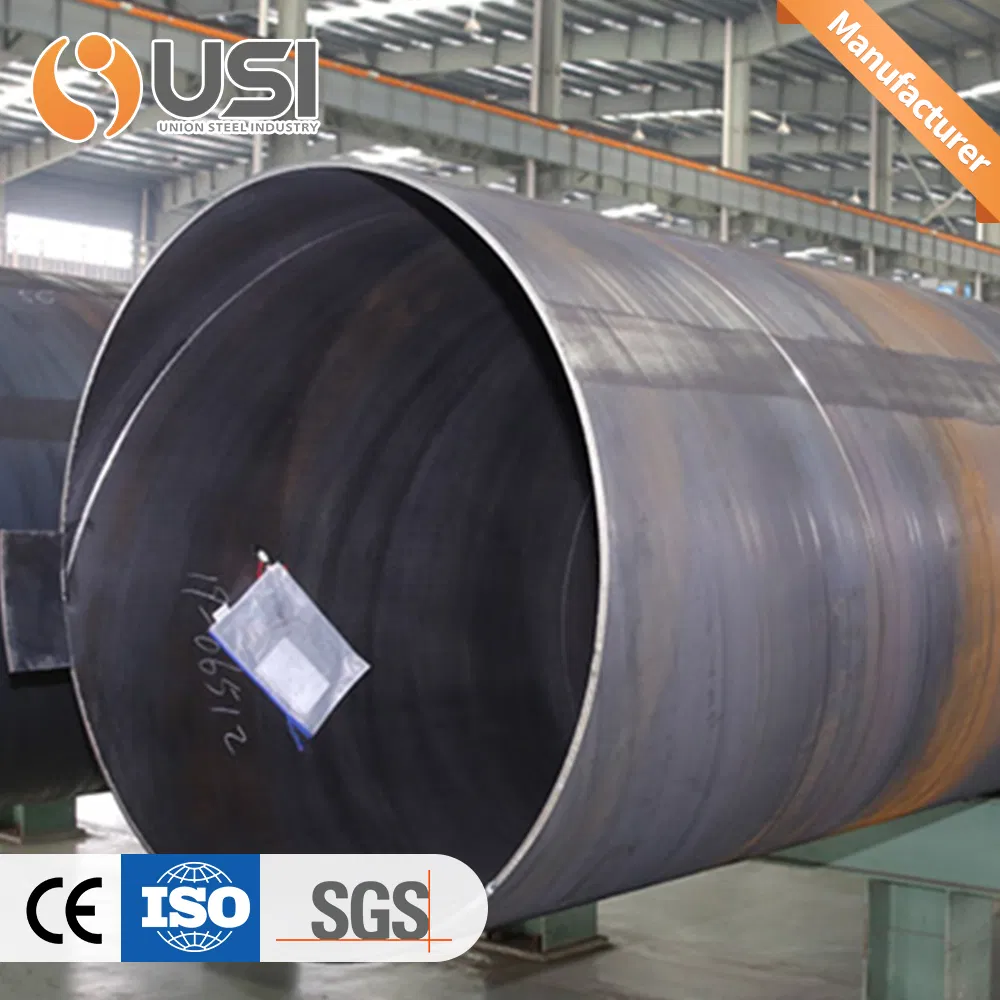 Tubería de acero SSAW, tubería de arco sumergido en espiral, tubería de acero en espiral/ Od: 219mm-4064mm/Wt: 3.2-40mm X70 Tubería SSAW soldada de fábrica, tubería de línea en ASTM