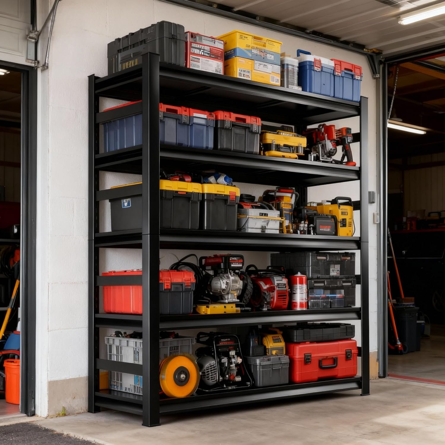 Heavy Duty 5-Tier Adjustable Freestanding Expandable Shelving Unit 3000 Lbs Capacity Industrial Black 72" Garage Basement