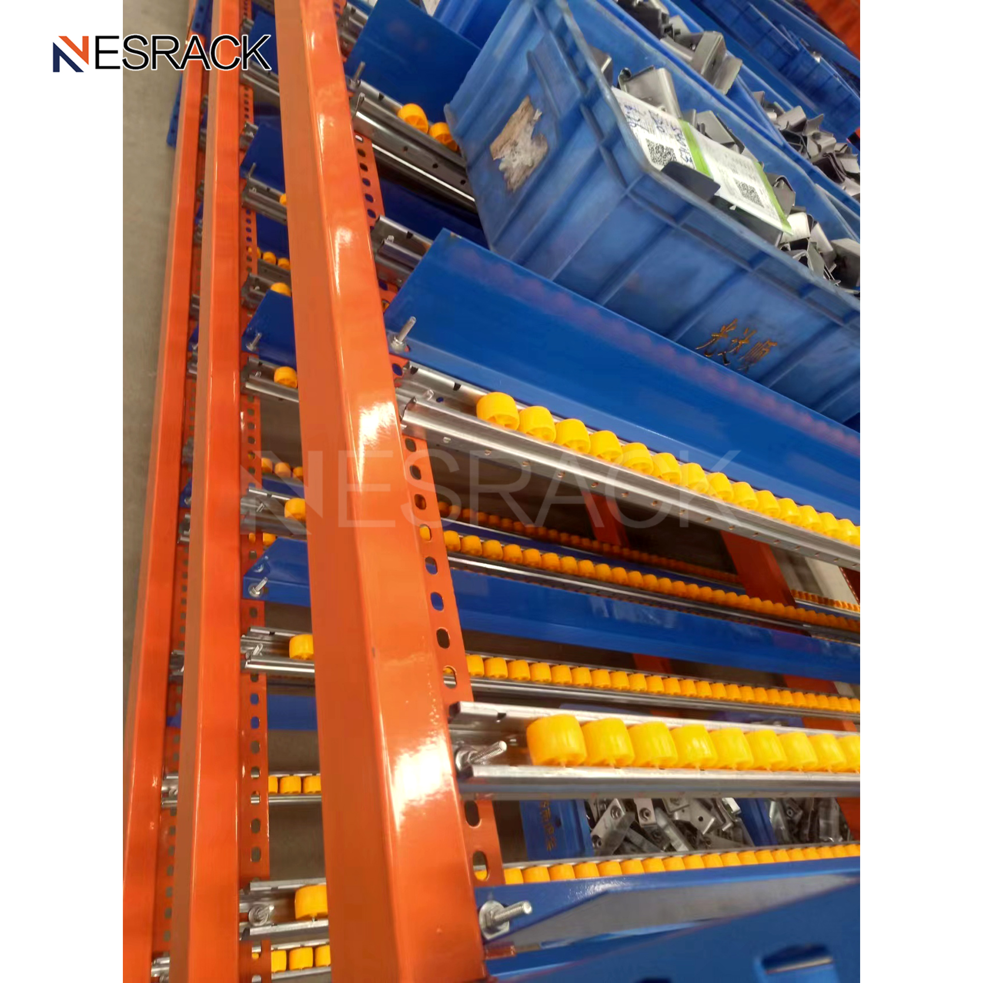 Wholesale Customized Q235B Steel Selective Warehouse Storage Gravity Carton Flow Racking Roller Rack Stacking Racks Shelves