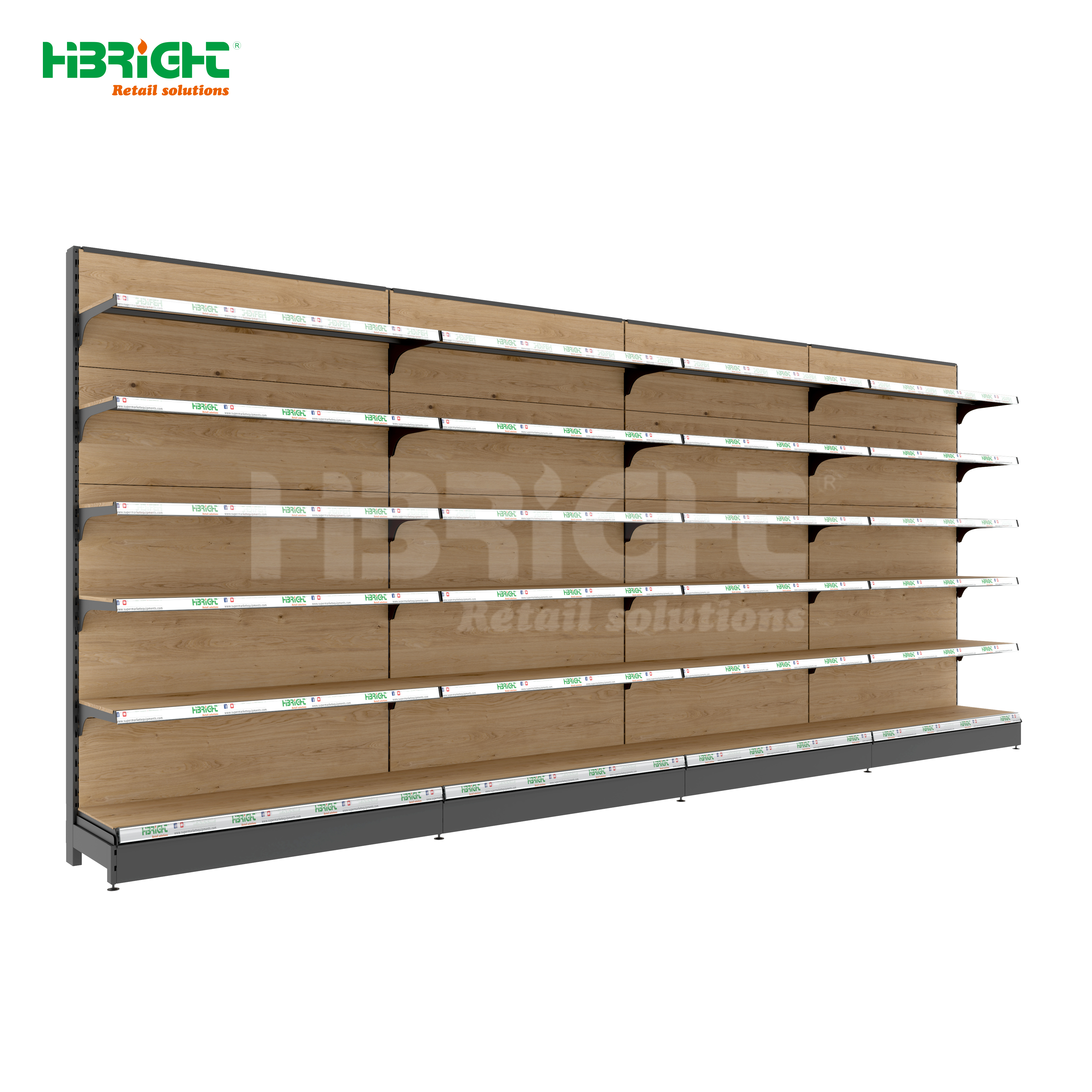 Highbright Customized High-capacity Metal Economical Heavy Duty Adjustable Hypermarket Shelving Display Stand Quick Installation