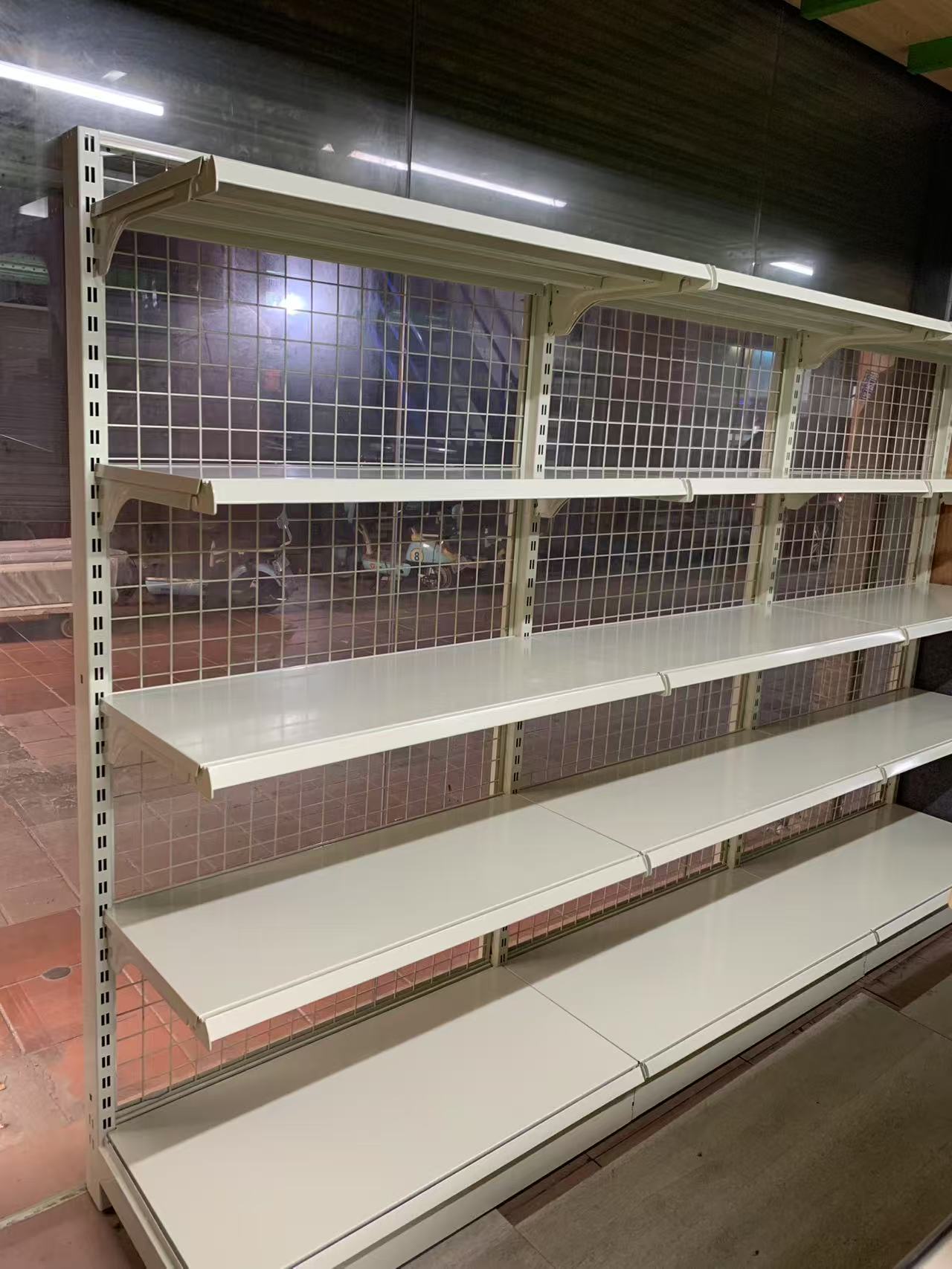 Middle Duty Shelves Back Net Gondola Metal Rack Hot Sale Supermarket Convenience Store Shelves