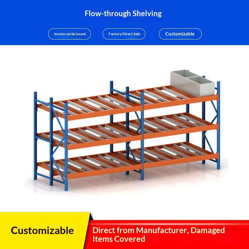 Hangzhou E-commerce Warehouse Steel Automated Retrieval Flowing Type Rolling Rack First-In-First-Out Sliding Type Storage Rack