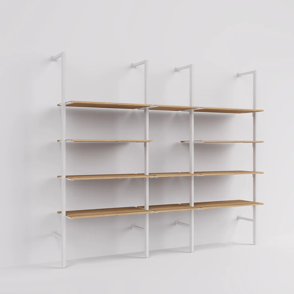 Kainice Heavy Duty Modern Gondola Shelving Wooden Iron Shelves Supermarket Display Racks Multi-Layer Snack Island Storage