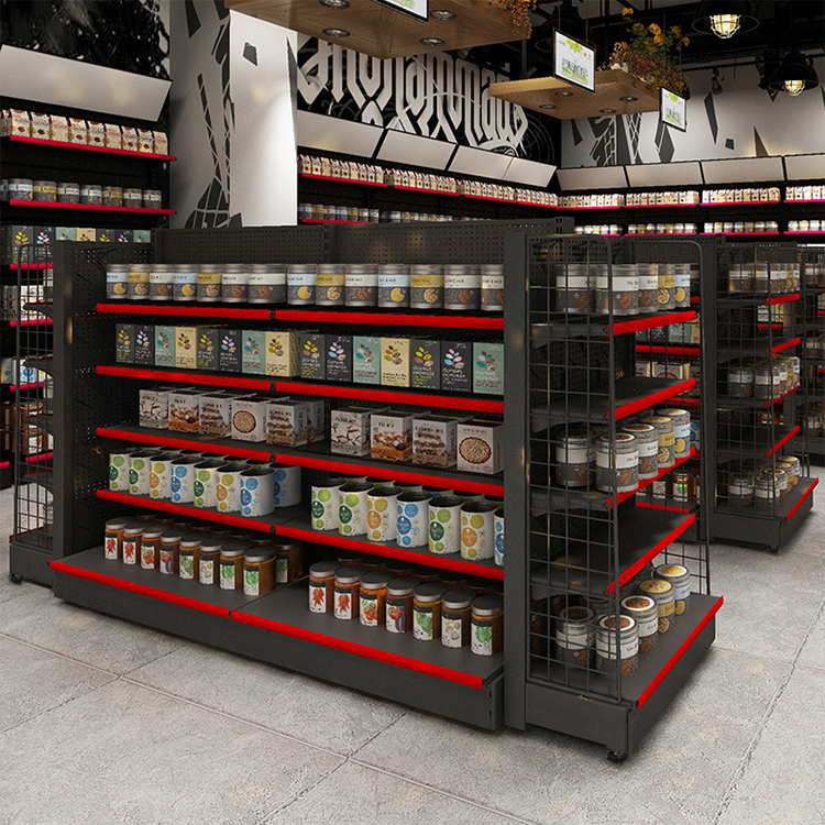 Guichang Estantes Double-Sided Supermarket Display Racks Stands Light Duty Metal Display Gondola for Shopping Mall Regal
