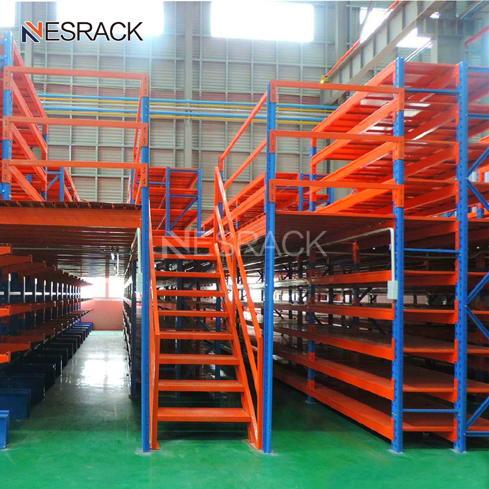 Heavy Duty Mezzanine Floor Shelving Steel Structure Warehouse Multi-tier Storage Units Corrosion Protection Adjustable Design