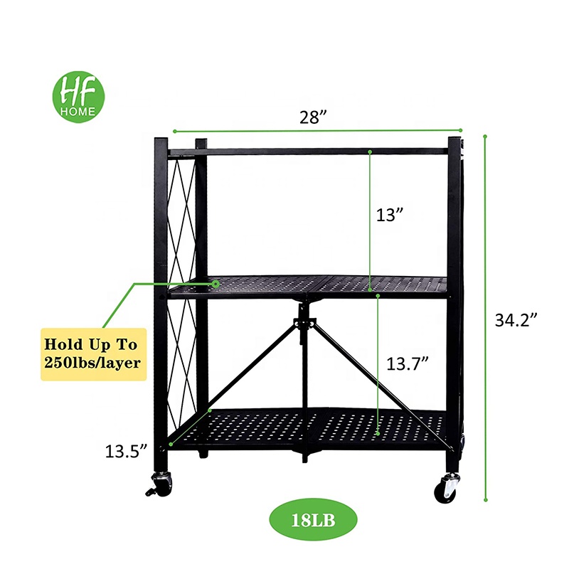 Foldable Removable Collapsible Display Shelves Metal Stand Rack With Caster Wheels Shelving Steel Storage Organizer