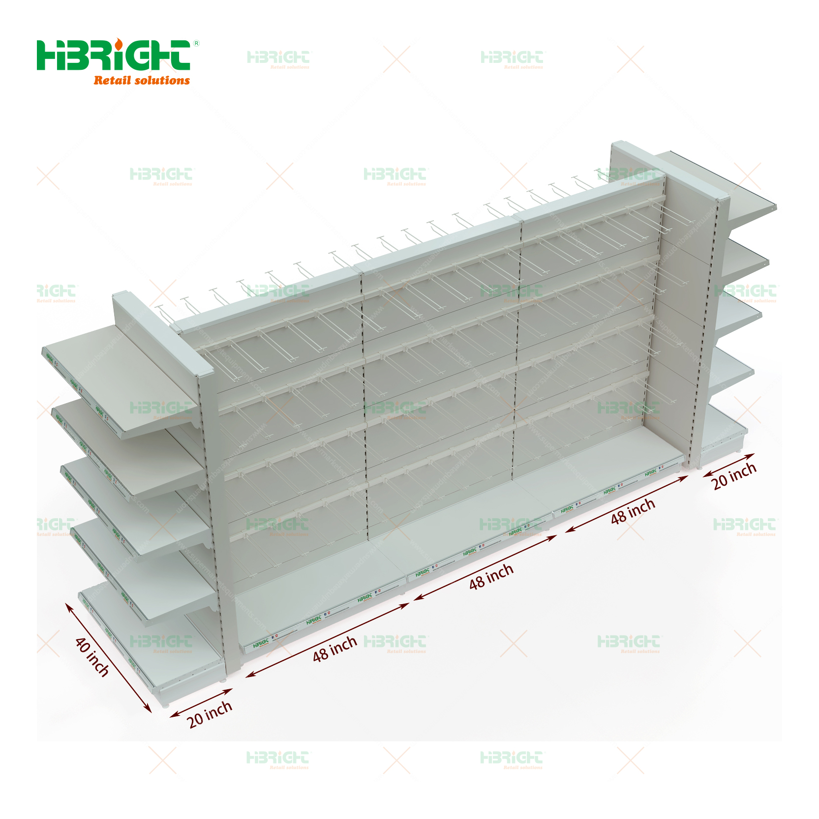 Highbright Customized Metal Combination Heavy Duty Adjustable Economical Display Stand Shelves with Durable Hooks