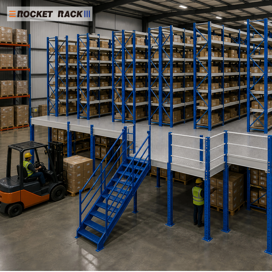 Custom Mezzanine Floor Racking for Industrial Storage Multi Tier Steel Platform with Metal Layer