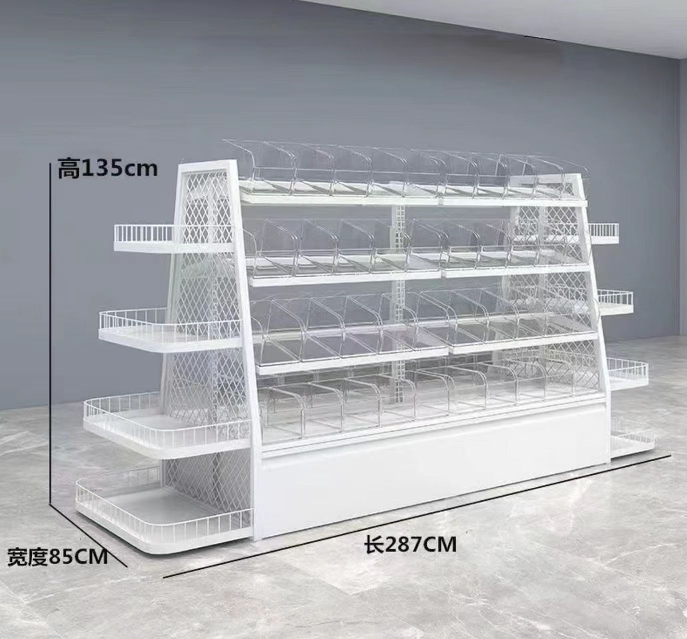 Factory Price Double-Sided Metal Light Duty Various Sizes Store Display Rack Supermarket Shelves For Displaying All Kinds Sweets
