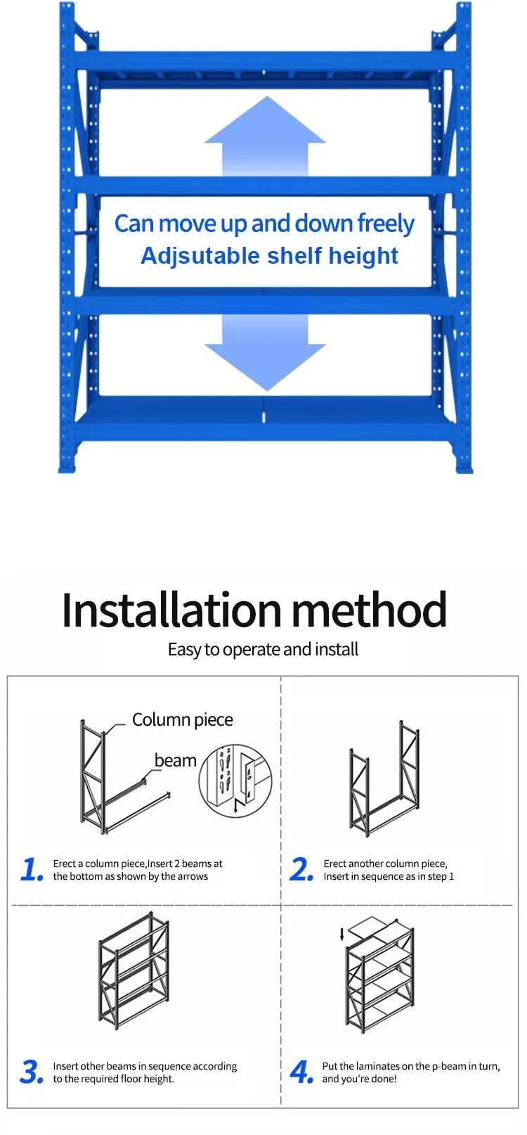 Metal Longspan Shelving Height View