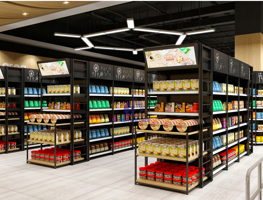 Supermarket Steel Retail Shelving Display Shop Shelves Snacks Grocery Hypermarket Display Convenience Store Multilevel Rack