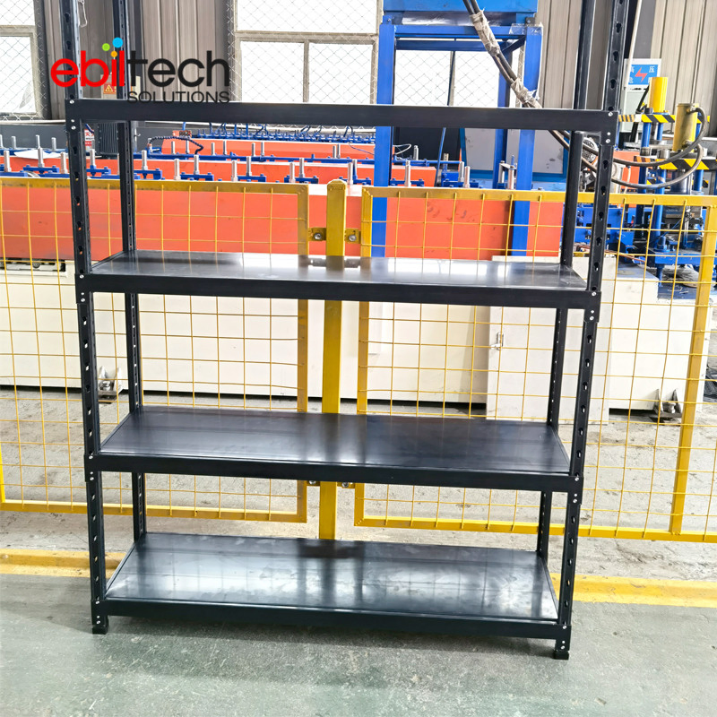Ss400 Metal Rivet 5 Tier Shelf Boltless Wood Grain Shelf