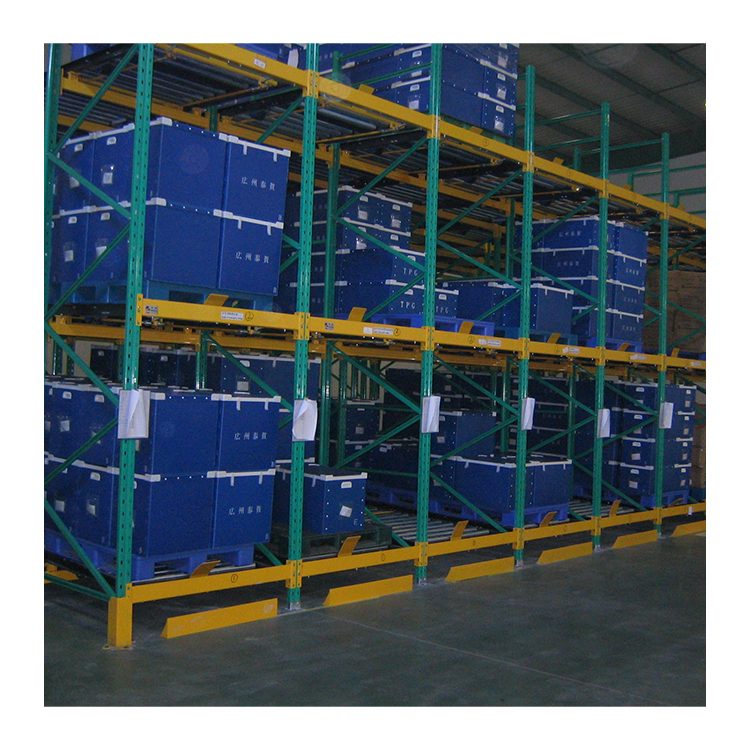Assemble Material Handling Logistics Storage Rack Shelves with Gravity Slide Large Flow Metallic Roller Pallet Racking System