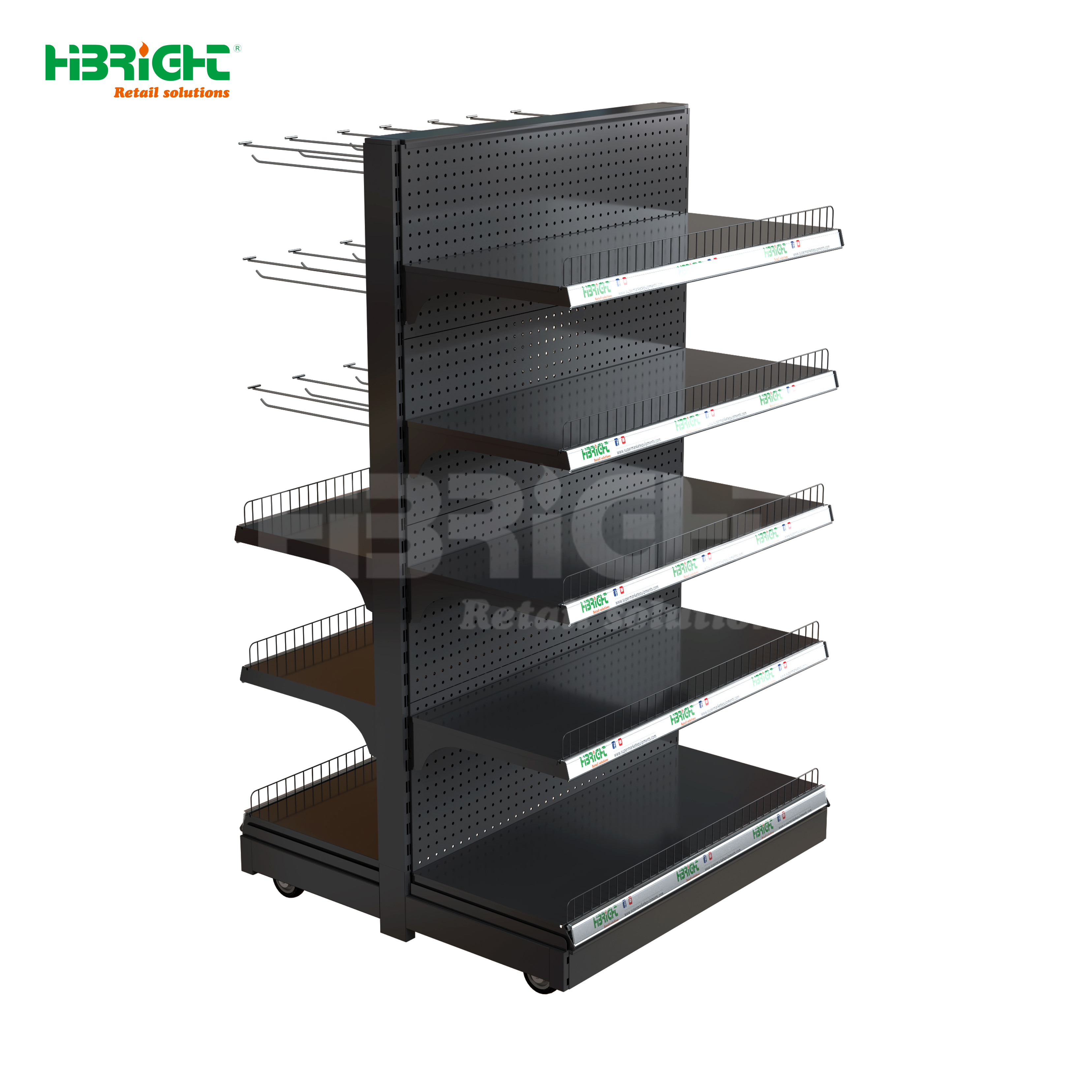 Highbright Customized High-capacity Metal Economical Heavy Duty Adjustable Hypermarket Shelving Display Stand Quick Installation