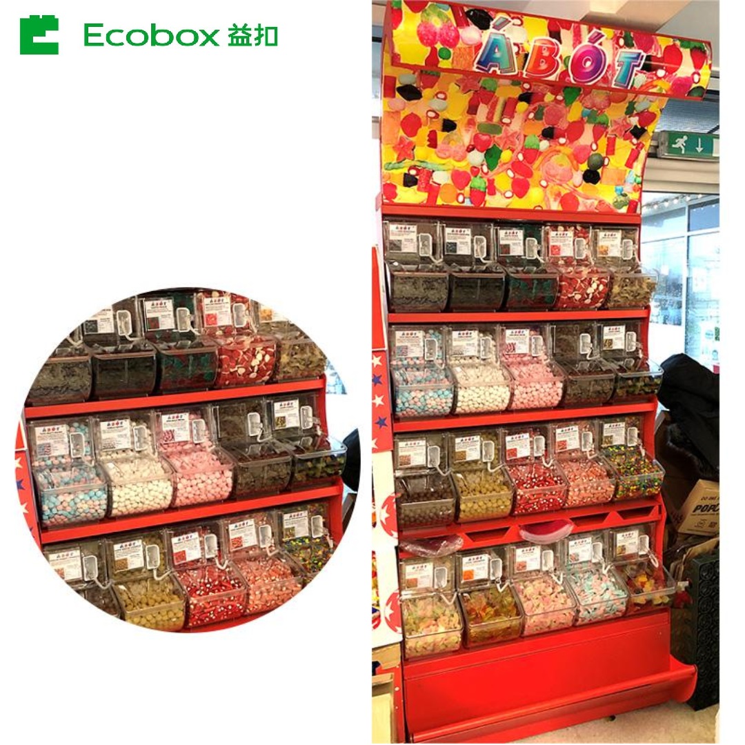 Hypermarket Iron Bulk Station Gondola Metal Shelving Retail Display Storage Rack Supermarket Shelf with Gravity Bins