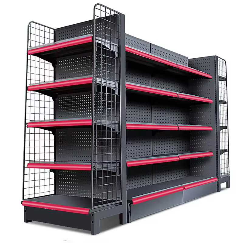 Heavy Duty Double-Sided Cold-rolled Steel Supermarket Gondola Shelving with High Load Capacity Tailored Shelves for Supermarkets