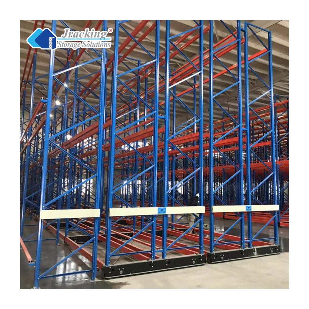 Automatic Electric Guide Rail Type Mobile Pallet Racking System Steel Warehouse Storage