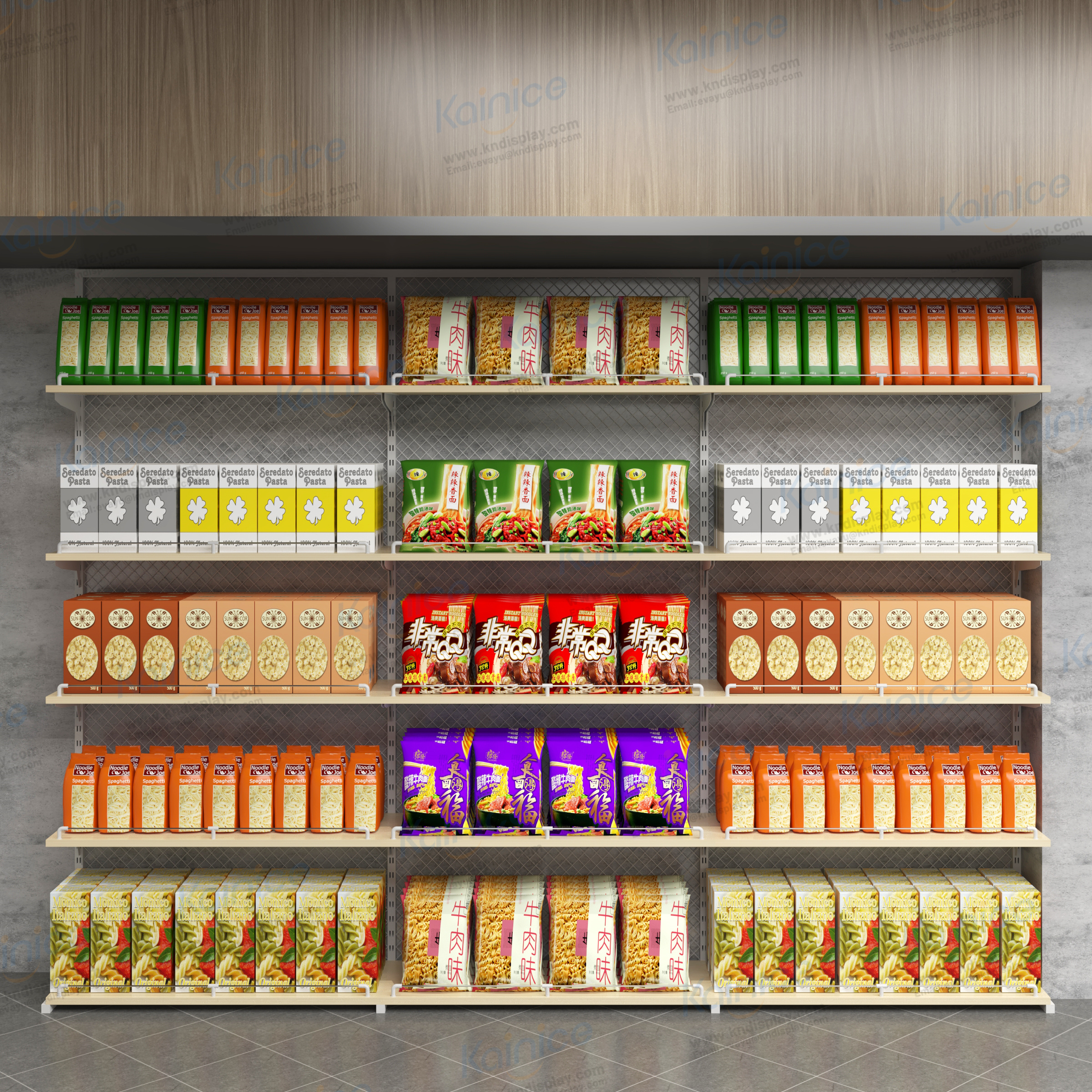 Kainice Light Duty Stainless Steel White Double-Sided Supermarket Shelves &amp; Chocolate/Biscuit Display Racks Quick Installation