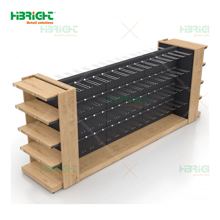 Highbright Customized Metal Combination Heavy Duty Adjustable Economical Display Stand Shelves with Durable Hooks