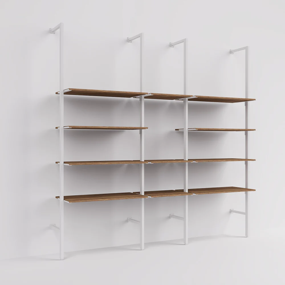Kainice Heavy Duty Modern Gondola Shelving Wooden Iron Shelves Supermarket Display Racks Multi-Layer Snack Island Storage