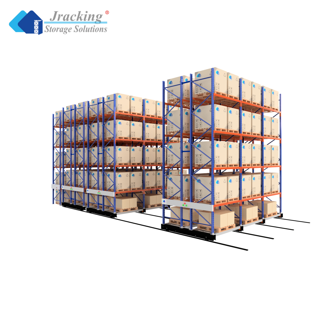 Automatic Electric Guide Rail Type Mobile Pallet Racking System Steel Warehouse Storage